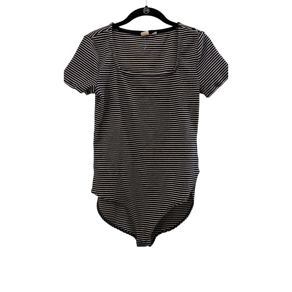 GAP - Navy and White - Short-Sleeve Bodysuit - Size Large